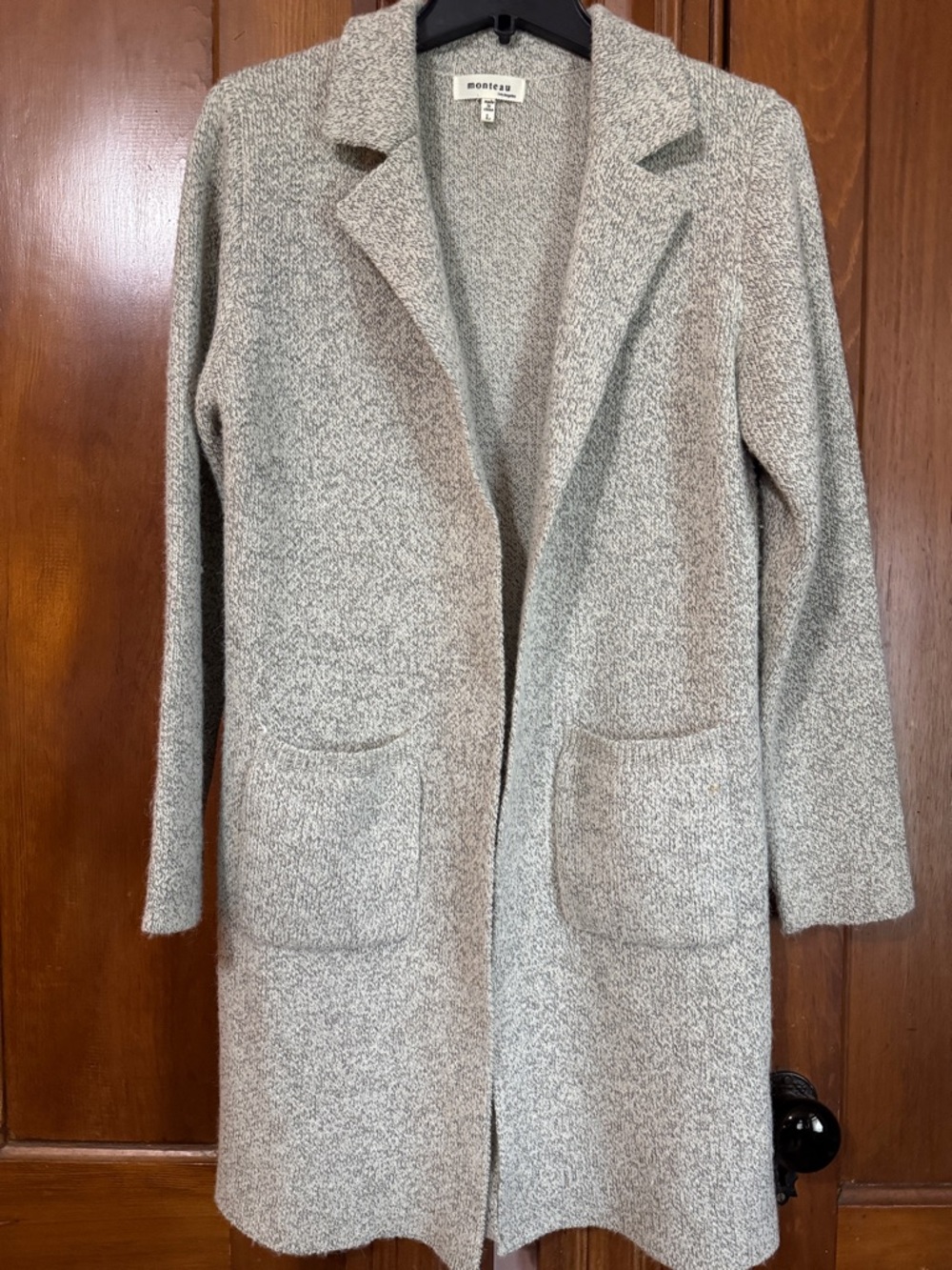 Monteau Light Heather Gray Open-Front Coatigan